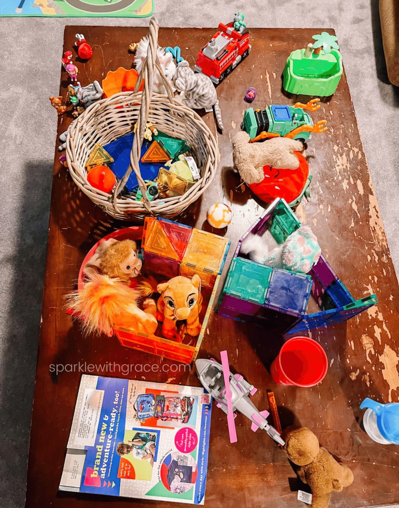 kids toys all over a table