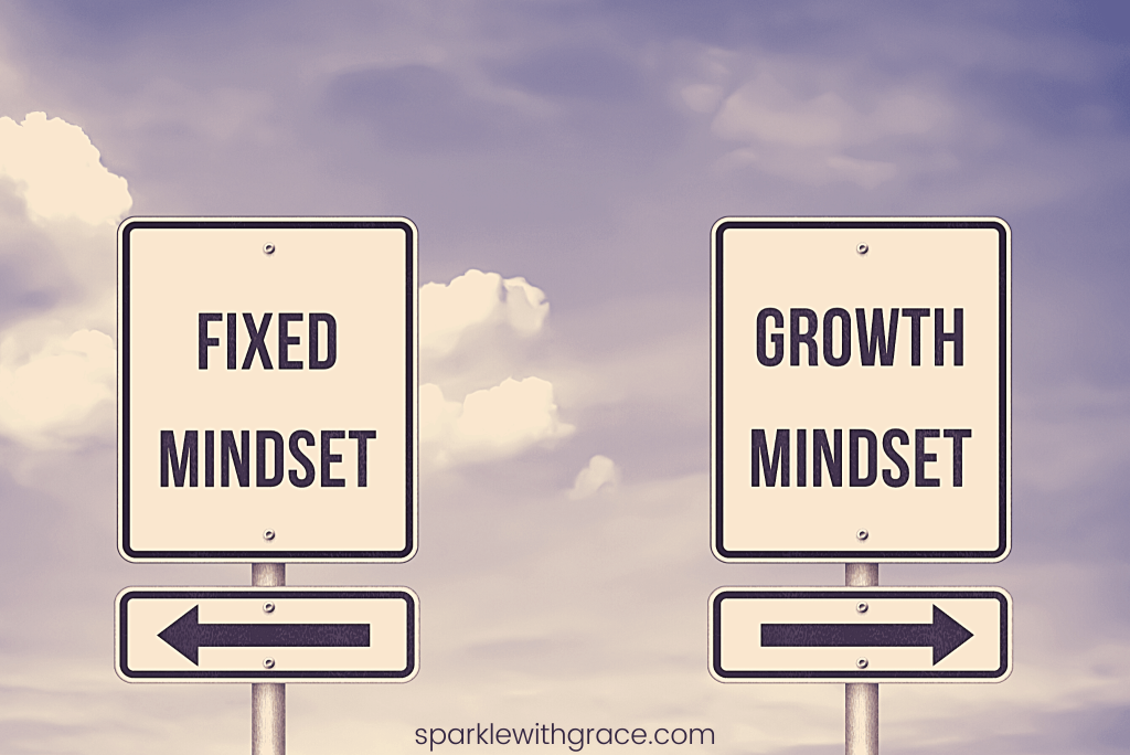 signs that say fixed mindset and growth mindset